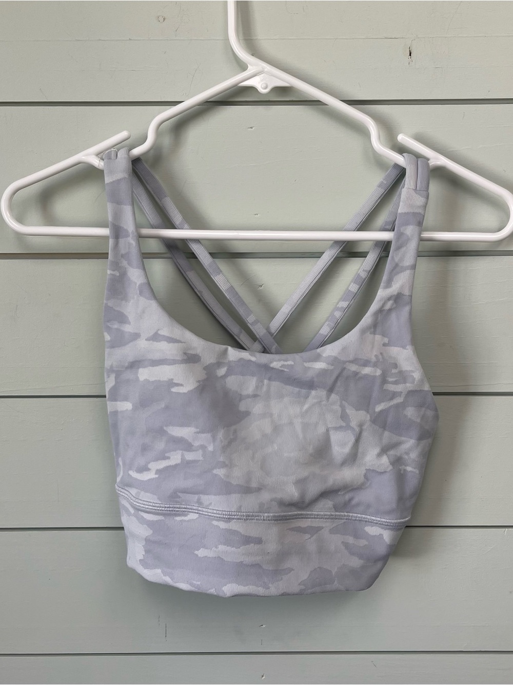 lululemon athletica Light Gray Camo Strappy Sports Bra
